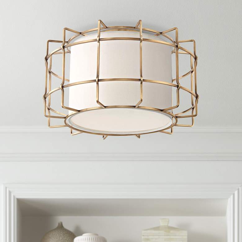 Image 1 Hudson Valley Sovereign 16 inchW Aged Brass LED Ceiling Light