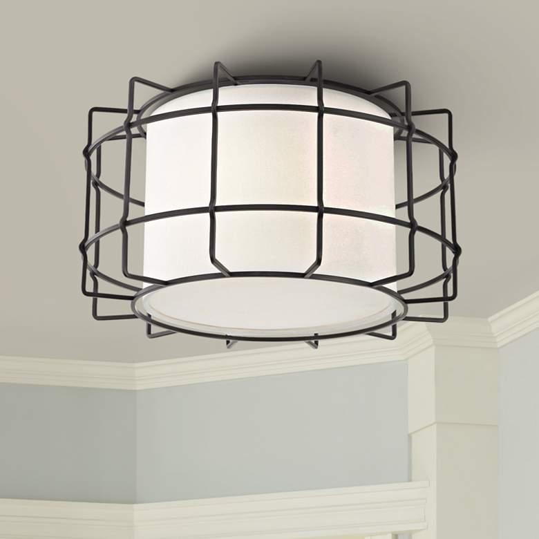 Image 1 Hudson Valley Sovereign 16"W Old Bronze LED Ceiling Light