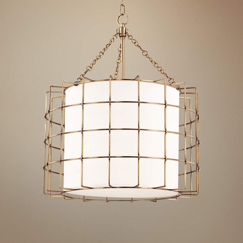 Image 1 Hudson Valley Sovereign 24"W Aged Brass LED Pendant Light