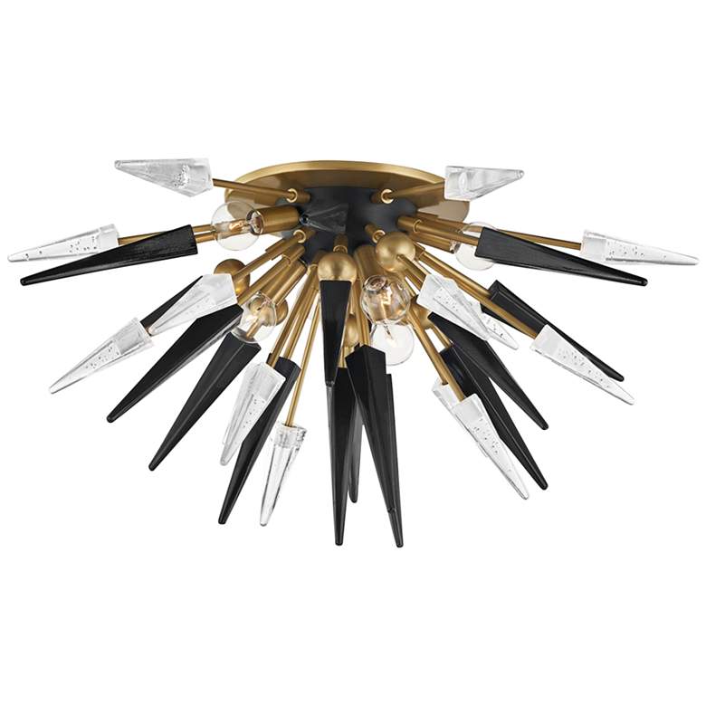 Image 1 Hudson Valley Sparta 28"W Aged Brass 6-Light Ceiling Light