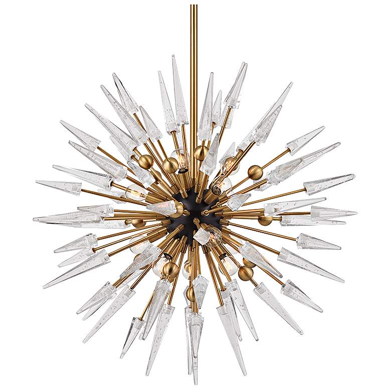 Image 2 Hudson Valley Sparta 32" Wide 12-Light Aged Brass Chandelier