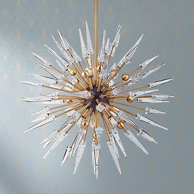Image 1 Hudson Valley Sparta 32" Wide 12-Light Aged Brass Chandelier