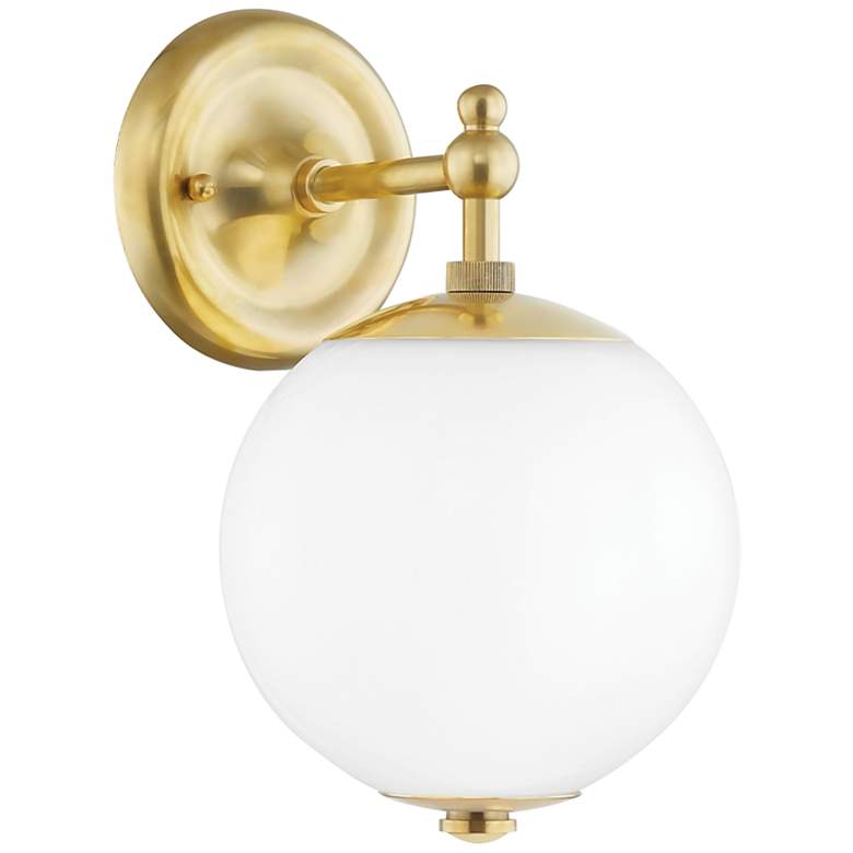Image 2 Hudson Valley Sphere No.1 11 inch High Aged Brass Wall Sconce