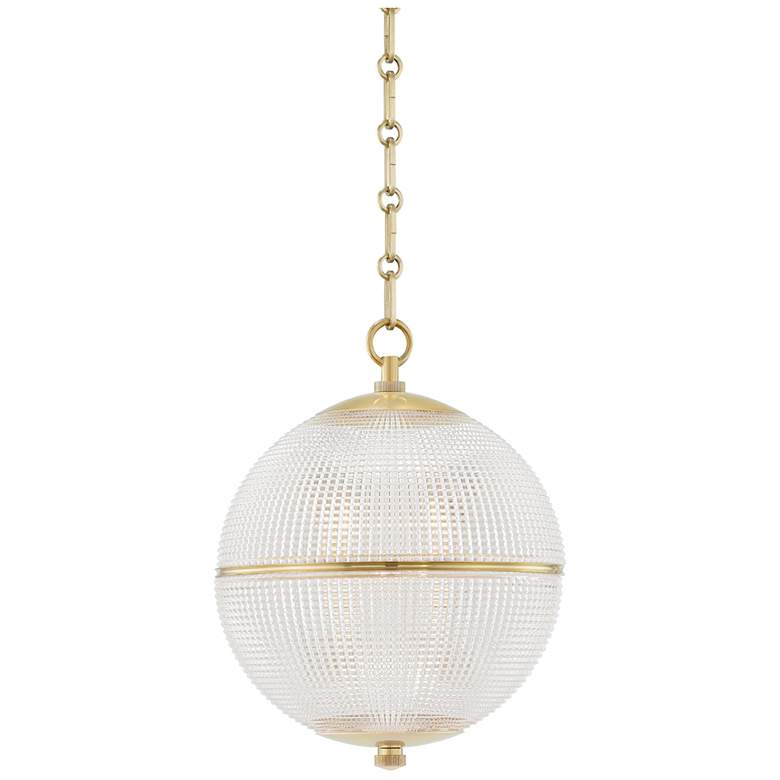 Image 1 Hudson Valley Sphere No. 3 13" Wide Aged Brass Pendant Light