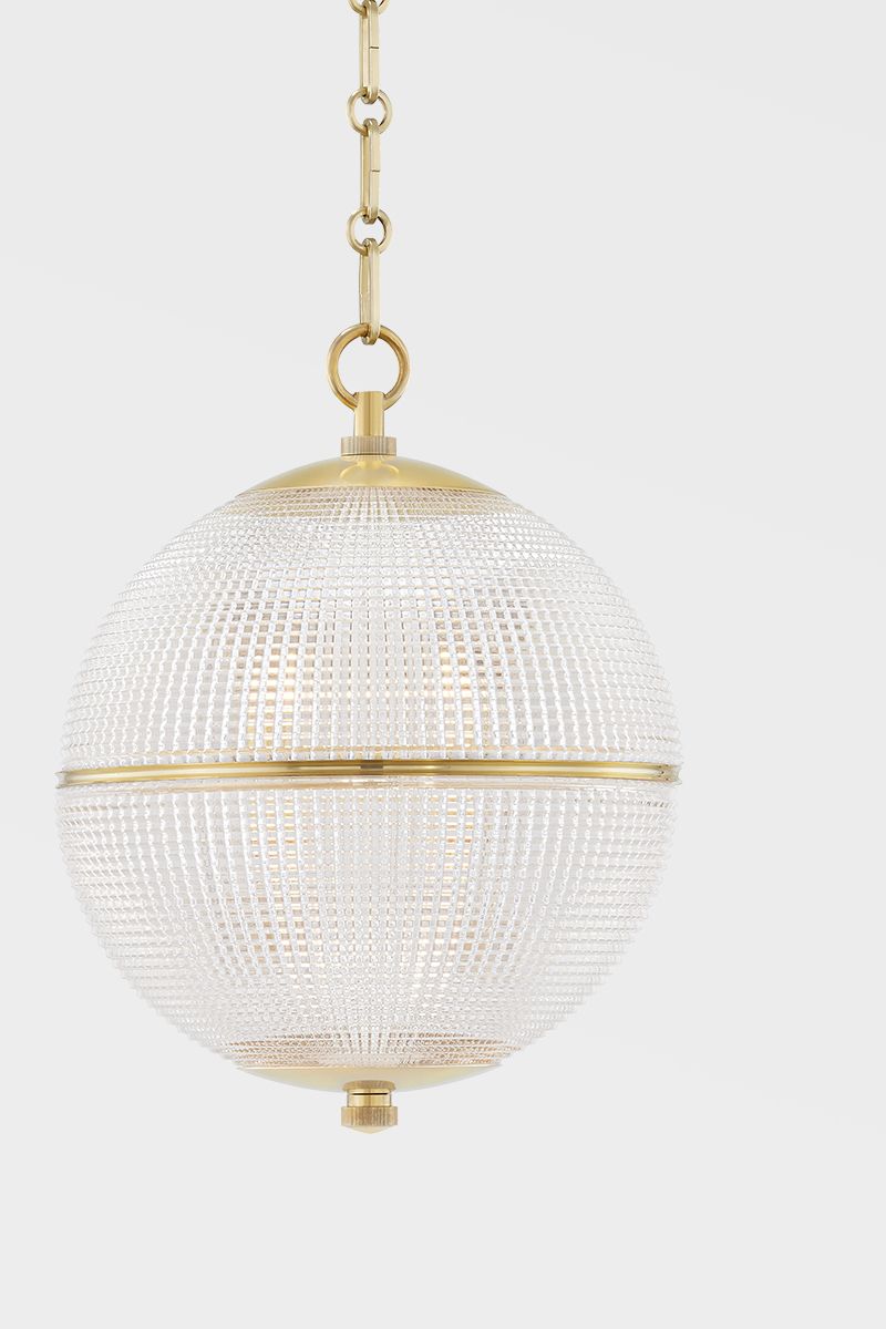 Image 4 Hudson Valley Sphere No. 3 13" Wide Aged Brass Pendant Light more views