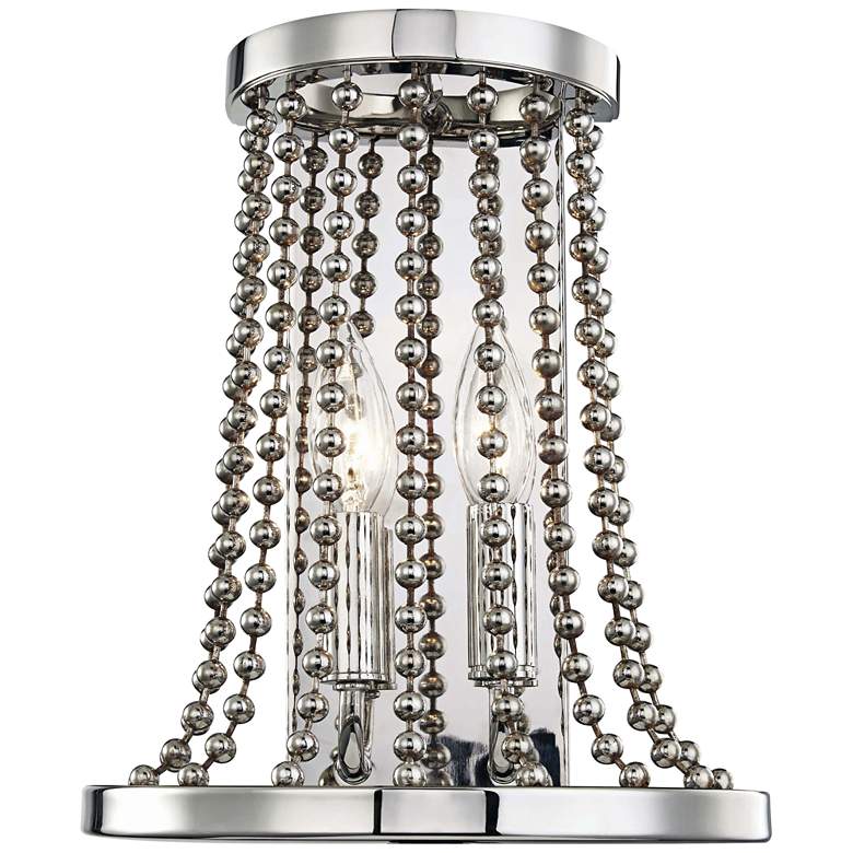 Image 1 Hudson Valley Spool 12 1/2"H Polished Nickel 2-Light Sconce