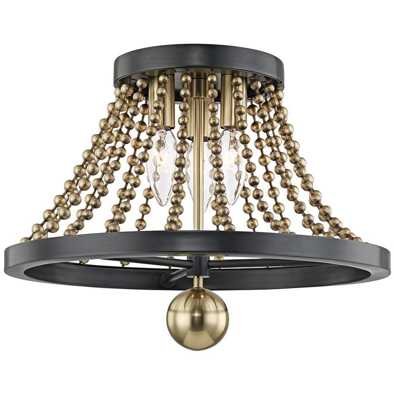 Image 1 Hudson Valley Spool 14 1/4" Wide Brass 3-Light Ceiling Light