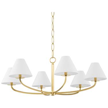 Hudson Valley Stacey 40 1/4" Aged Brass Linen Shade 6-Light Chandelier