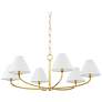 Hudson Valley Stacey 40 1/4" Aged Brass Linen Shade 6-Light Chandelier