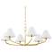 Hudson Valley Stacey 40 1/4" Aged Brass Linen Shade 6-Light Chandelier