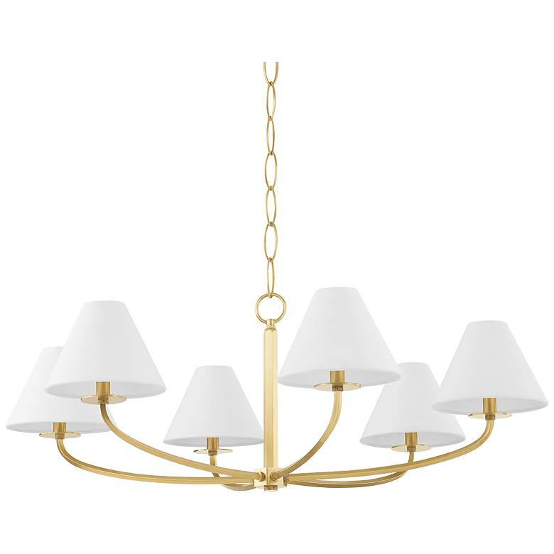 Image 1 Hudson Valley Stacey 40 1/4"W Age Brass 6-Light Chandelier
