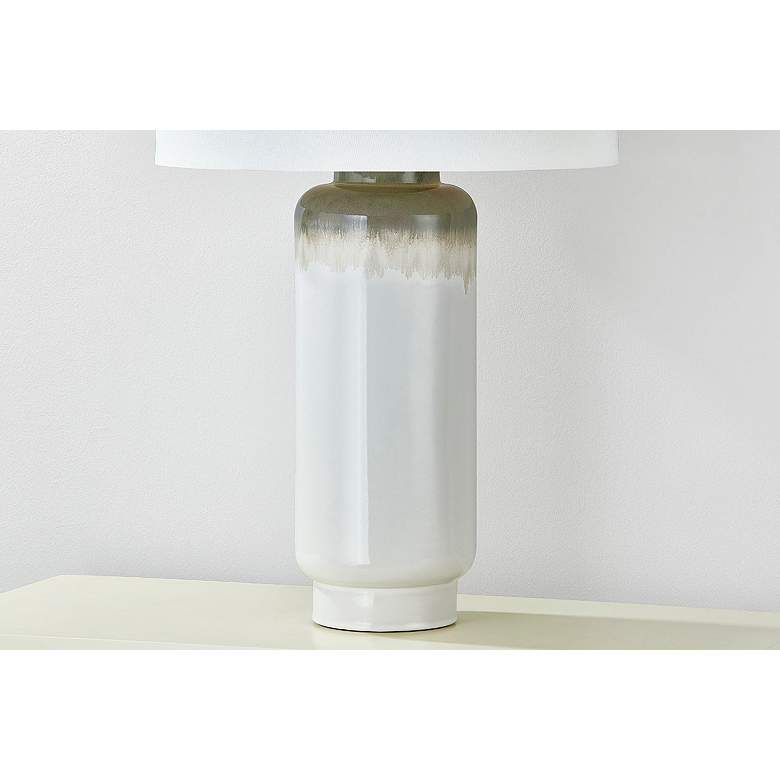 Image 3 Hudson Valley Stafford 19" 1 Lt. Aged Brass/Ceramic Meadow Ombre Table more views
