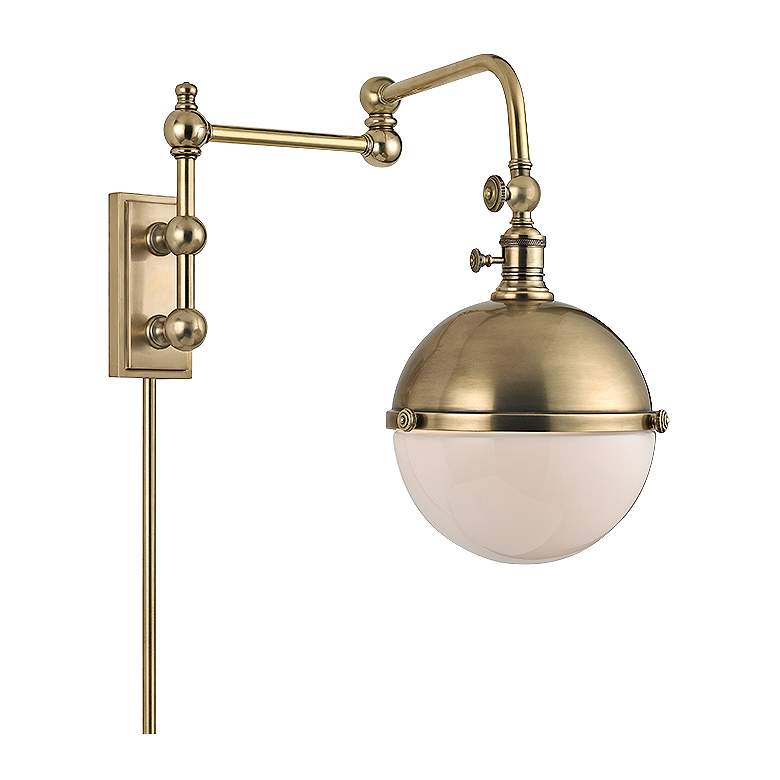 Image 1 Hudson Valley Stanley Aged Brass 17 1/2" High Wall Lamp