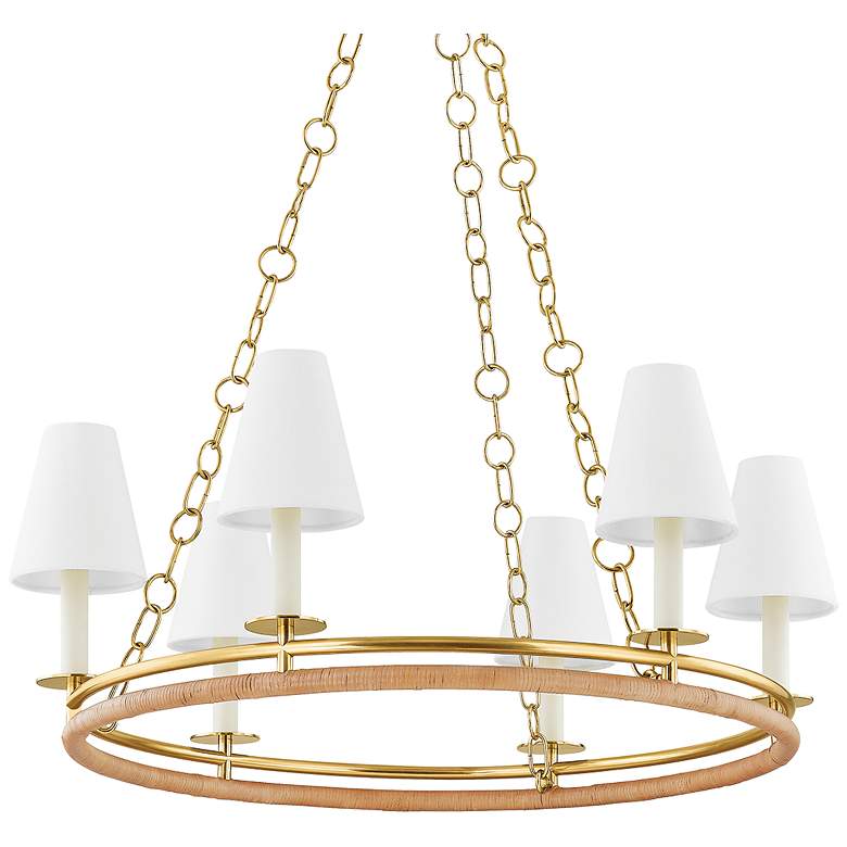 Image 1 Hudson Valley Swanton 31" 6 Lt. Aged Brass Chandelier