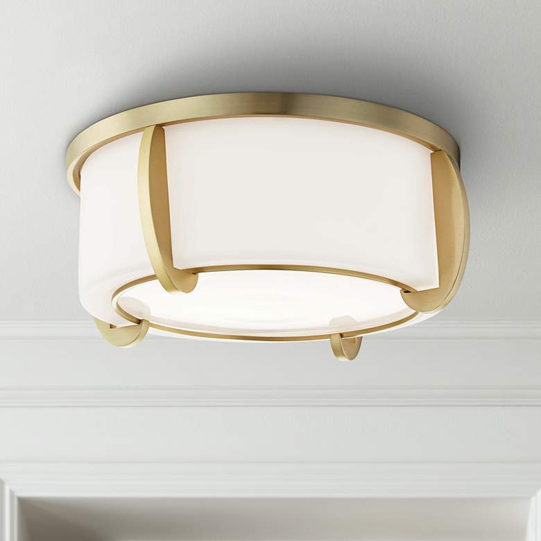 Image 1 Hudson Valley Talon 12 3/4" Wide Aged Brass Ceiling Light