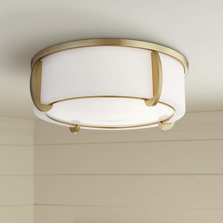 Image 1 Hudson Valley Talon 15 1/2" Wide Aged Brass Ceiling Light