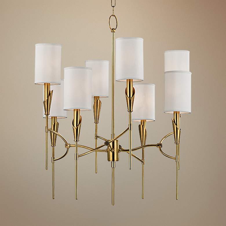 Image 1 Hudson Valley Tate 26 1/2 inch Wide 8-Light Brass Chandelier