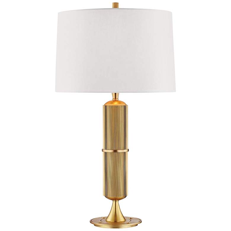 Image 1 Hudson Valley Tompkins Aged Brass Metal Table Lamp