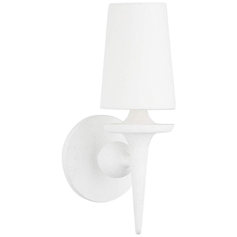Image 1 Hudson Valley Torch 15 1/2" High White Plaster Wall Sconce
