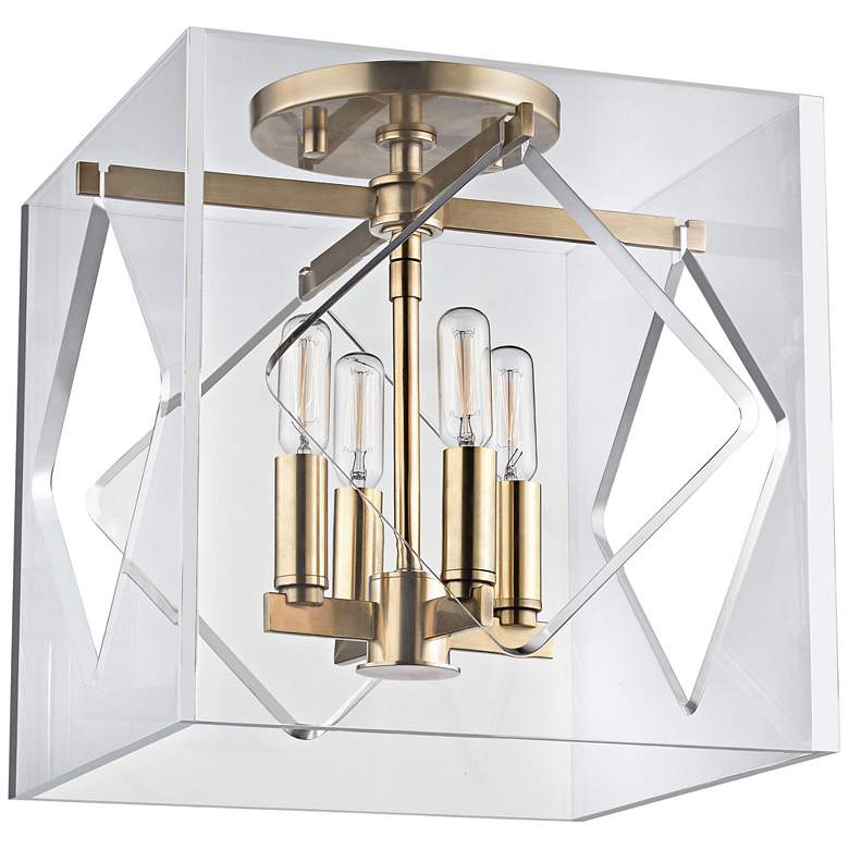Image 2 Hudson Valley Travis 12" Wide Aged Brass Ceiling Light