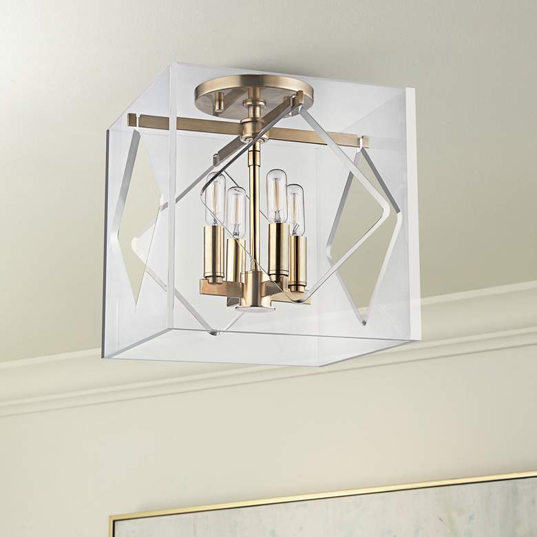 Image 1 Hudson Valley Travis 12" Wide Aged Brass Ceiling Light