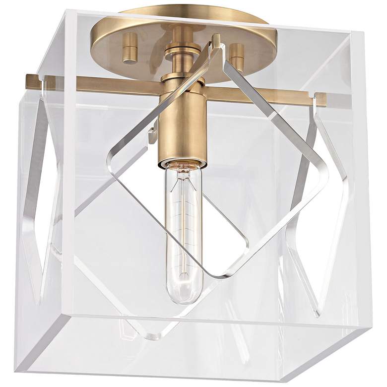 Image 1 Hudson Valley Travis 9" Wide Aged Brass Ceiling Light