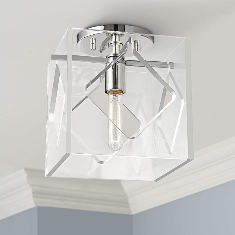 Image 1 Hudson Valley Travis 9" Wide Polished Nickel Ceiling Light