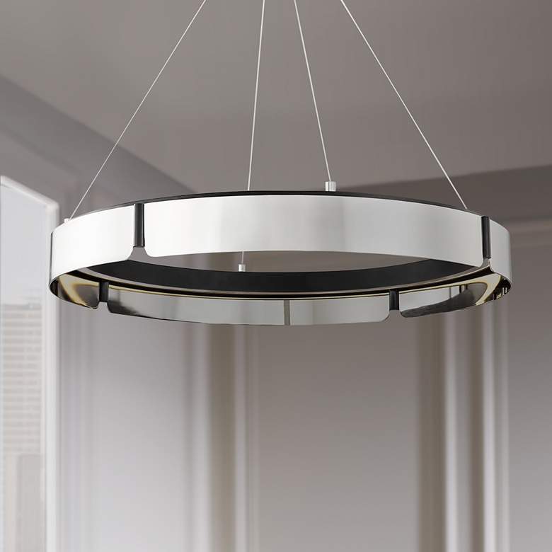 Image 1 Hudson Valley Tribeca 32.75" Wide Burnished Nickel/black Led Chandelie
