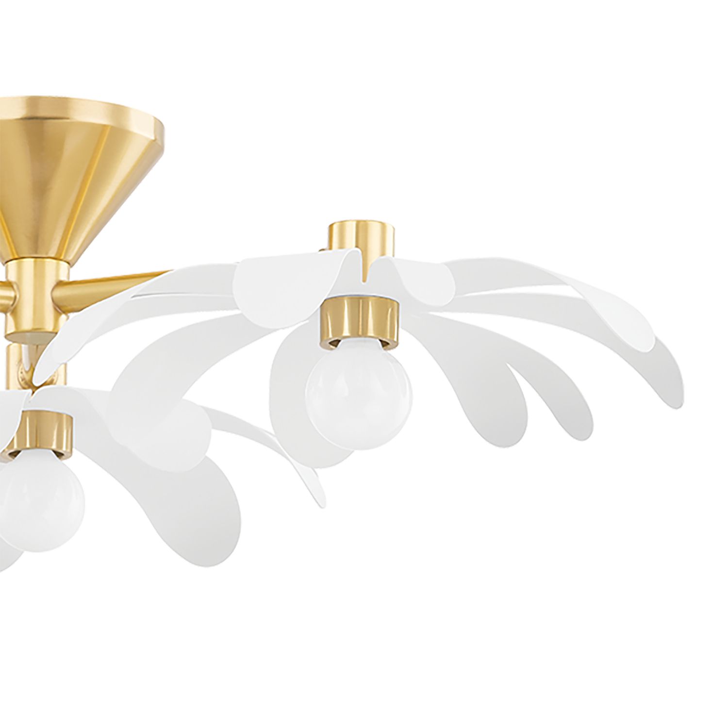 Image 2 Hudson Valley Twiggy 7" Wide 3-Light Brass and White Ceiling Light more views