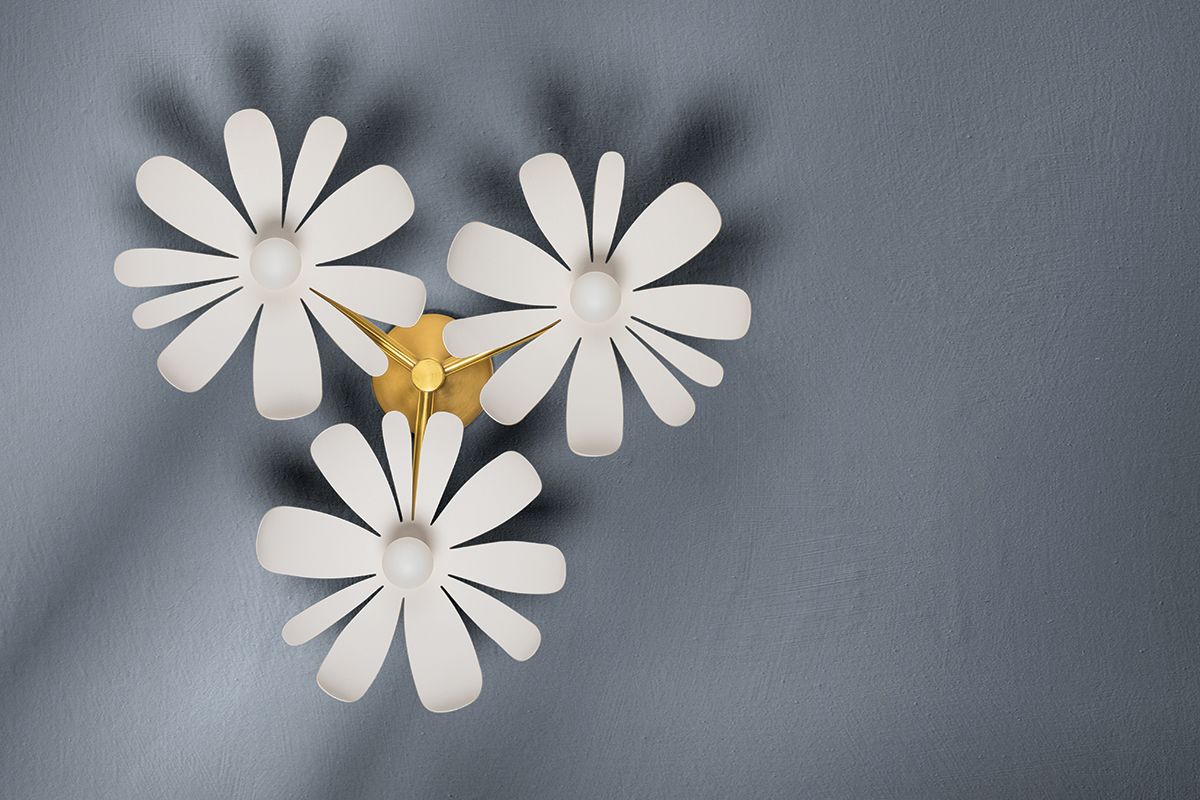 Image 3 Hudson Valley Twiggy 7" Wide 3-Light Brass and White Ceiling Light more views