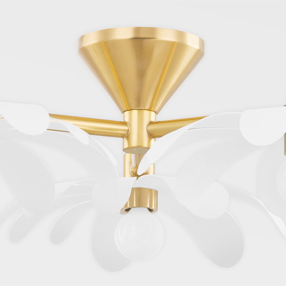 Image 6 Hudson Valley Twiggy 7" Wide 3-Light Brass and White Ceiling Light more views