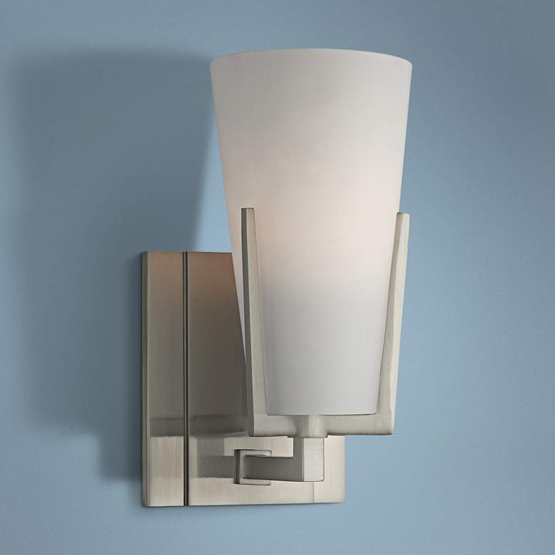 Image 1 Hudson Valley Upton 8 1/2 inch High Satin Nickel Wall Sconce