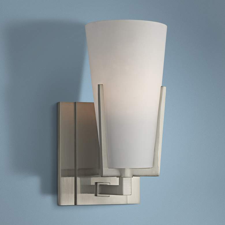 Image 1 Hudson Valley Upton 8 1/2" High Satin Nickel Wall Sconce