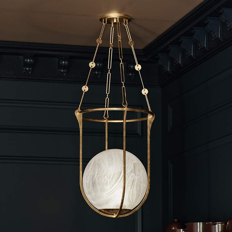 Image 1 Hudson Valley Verbank 13.75" 1 Lt. Vintage Gold Leaf Lantern