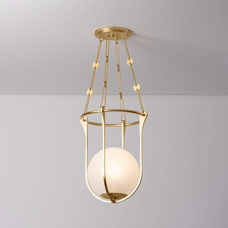 Image 4 Hudson Valley Verbank 13.75" 1 Lt. Vintage Gold Leaf Lantern more views