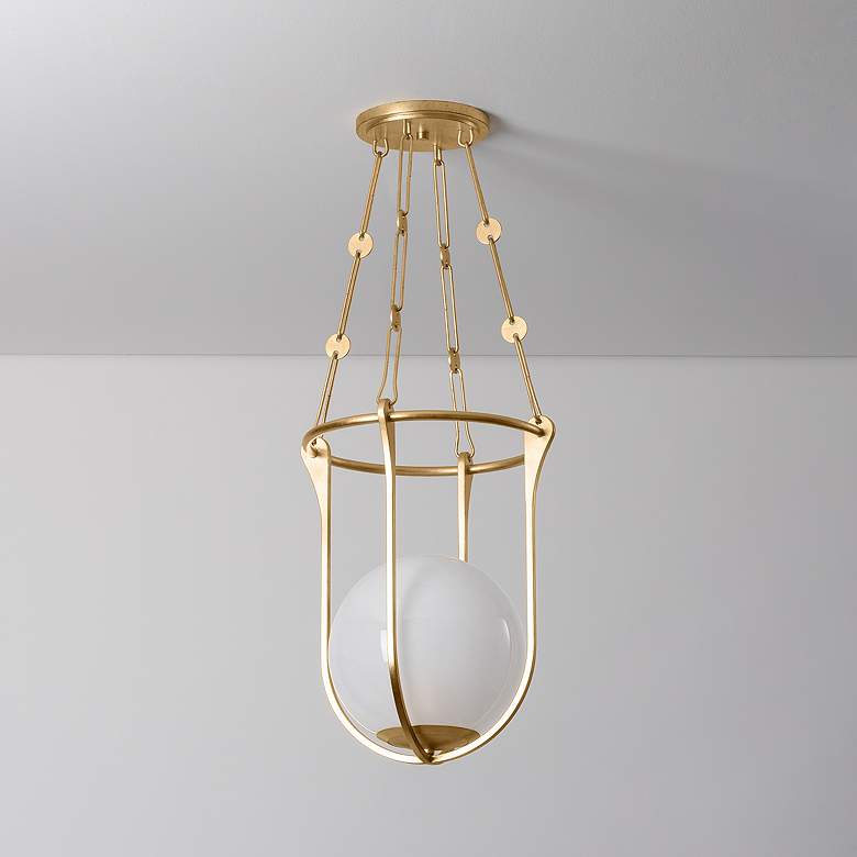 Image 5 Hudson Valley Verbank 13.75" 1 Lt. Vintage Gold Leaf Lantern more views