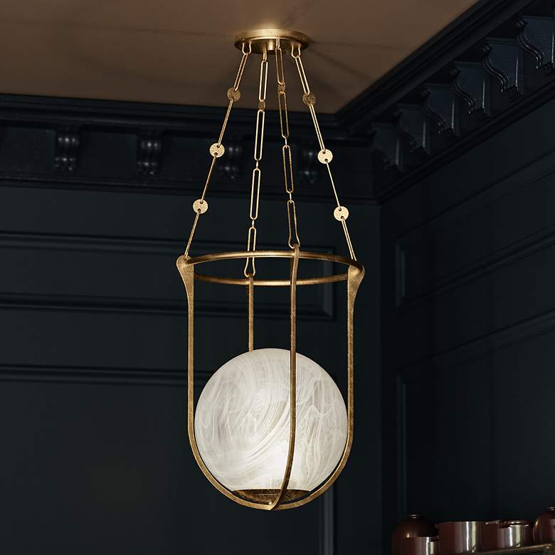 Image 1 Hudson Valley Verbank 17.75" 1 Lt. Vintage Gold Leaf Lantern