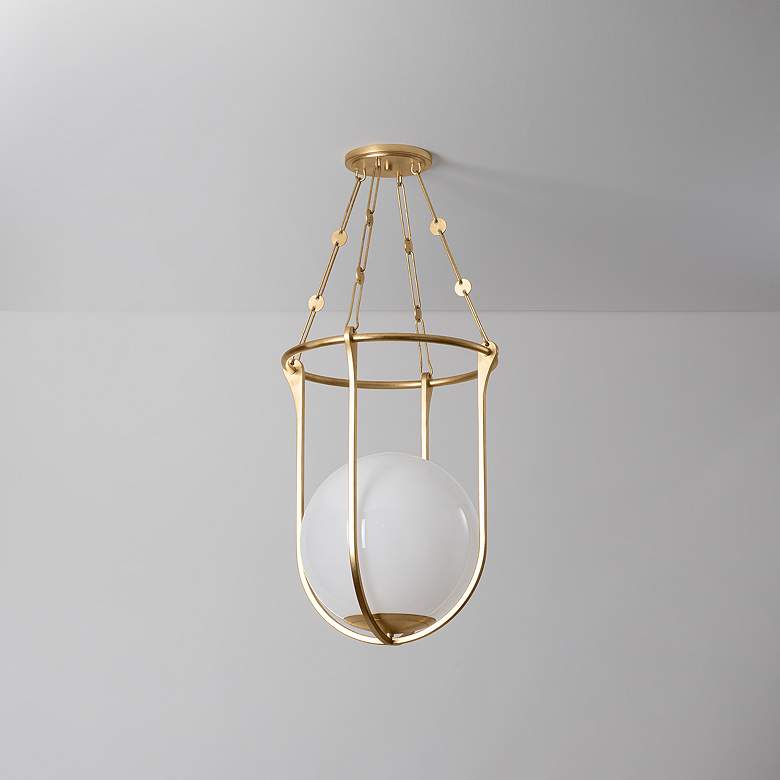 Image 4 Hudson Valley Verbank 17.75" 1 Lt. Vintage Gold Leaf Lantern more views