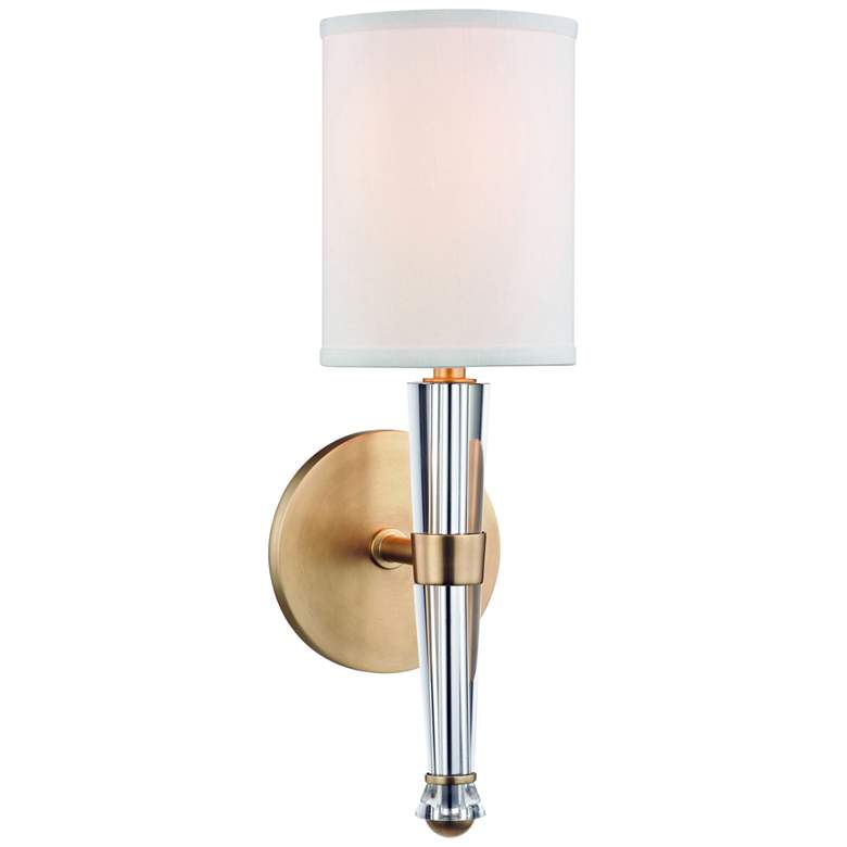 Image 1 Hudson Valley Volta 15 1/4 inch High Aged Brass Wall Sconce