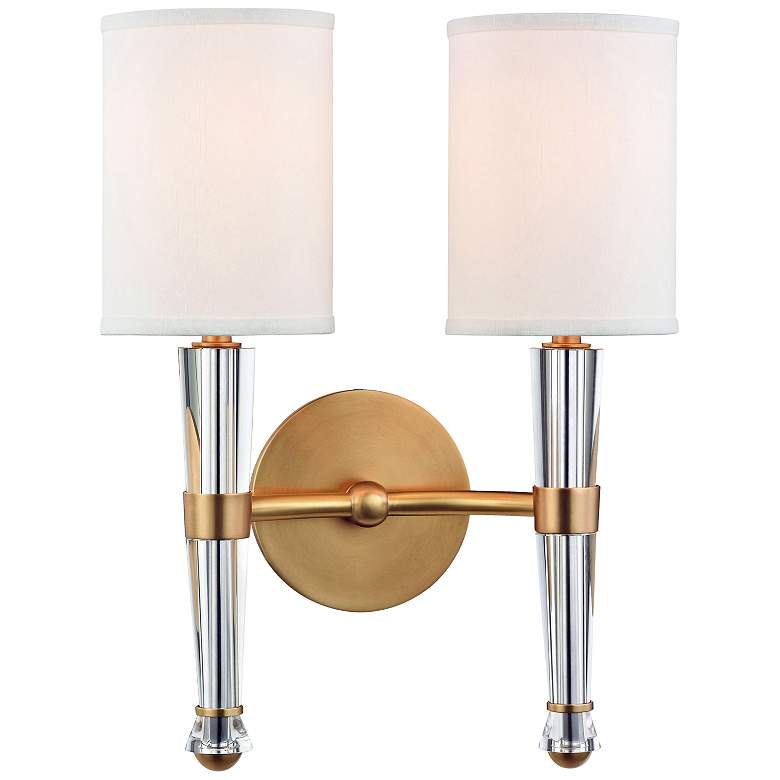 Image 1 Hudson Valley Volta 15 1/4 inchH Aged Brass 2-Light Wall Sconce