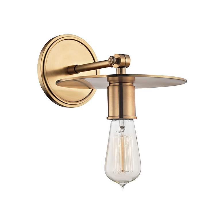 Image 1 Hudson Valley Walker 10" High Aged Brass Wall Sconce