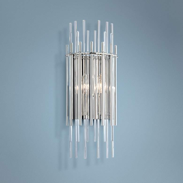 Image 1 Hudson Valley Wallis 19 3/4 inchH Polished Nickel Wall Sconce