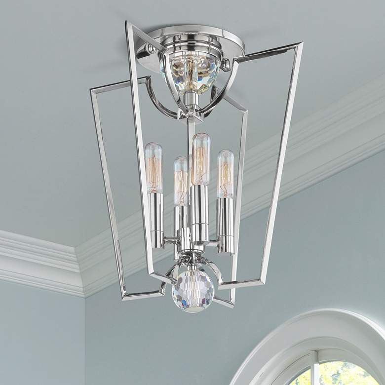 Image 1 Hudson Valley Waterloo Nickel Semi-Flush Ceiling Fixture