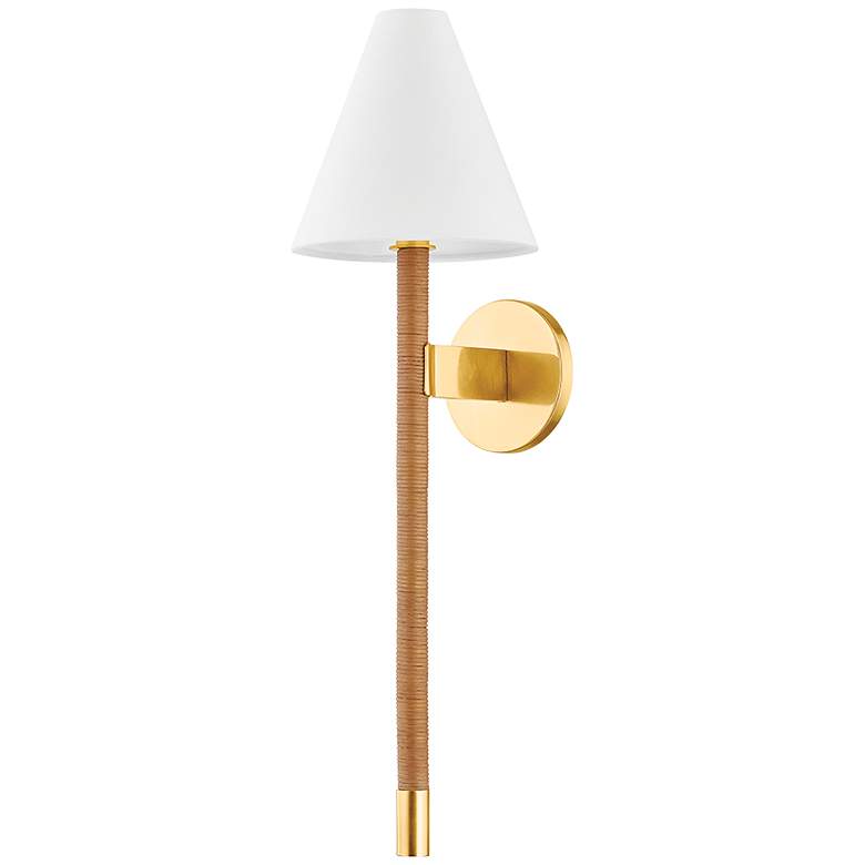 Image 1 Hudson Valley Watkins 7" 1 Lt. Aged Brass Wall Sconce