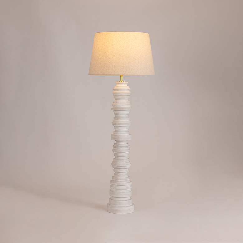 Image 6 Hudson Valley Wayzata 24" 1 Lt. Aged Brass/ Ceramic Gloss Ivory Floor more views