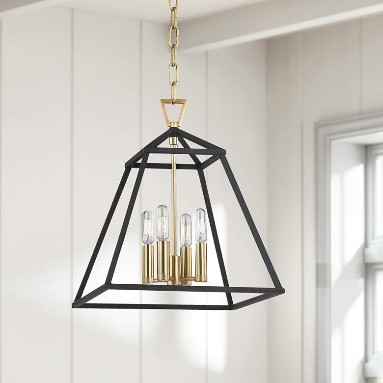 Image 1 Hudson Valley Webster 14" Wide Aged Brass Pendant Light