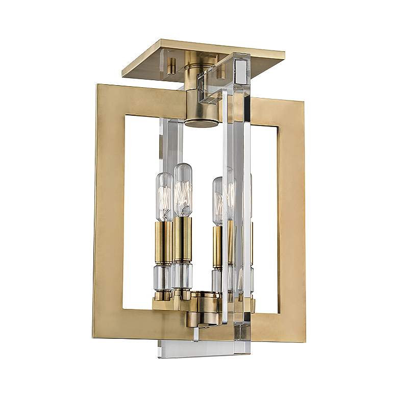 Image 1 Hudson Valley Wellington 12" Wide Aged Brass Ceiling Light