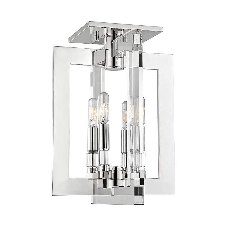Image 1 Hudson Valley Wellington 12"W Polished Nickel Ceiling Light