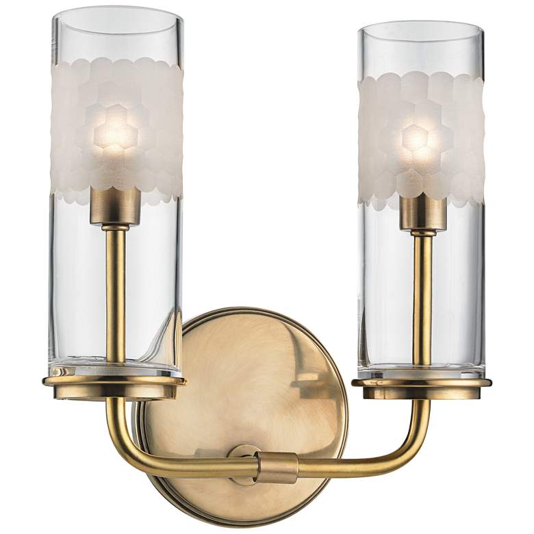 Image 1 Hudson Valley Wentworth 10 1/4"H Aged Brass Dual Wall Sconce