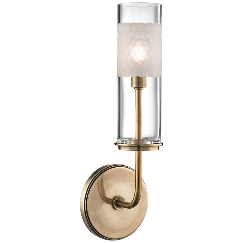 Image 1 Hudson Valley Wentworth 14 1/4" High Aged Brass Wall Sconce